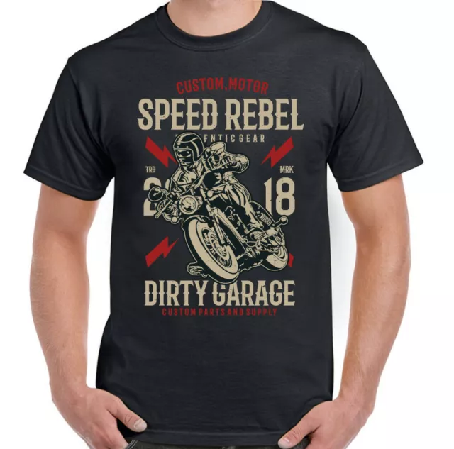 Motorbike T-Shirt Speed Rebel Mens Funny Motorcycle Biker Bike Cafe Racer