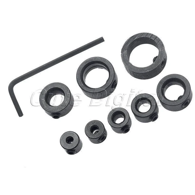 8Pcs Stop Collar Rings Drill Bit Depth Stopper Hex Wrench Included Drilling Tool