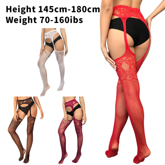 Womens Fishnet Stocking Thigh-High Stockings Tights Suspender Pantyhose Hosiery