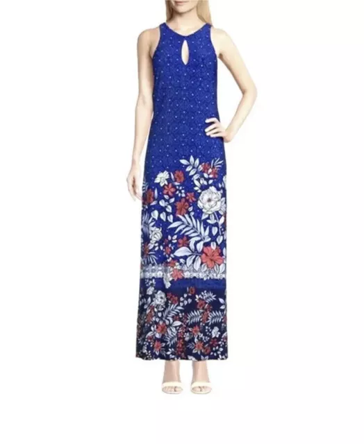 Tommy Bahama Geo Garden Carmela Jersey Maxi Dress Island Navy Sz M NWT $188