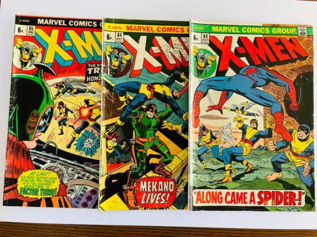 X-MEN # 83 84 & 85 G/VG 1973 Marvel X-Men Comics LOT