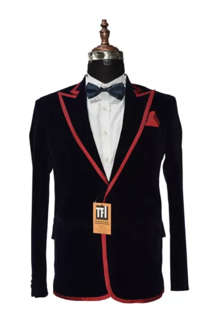 Man Navy Blue Smoking Jacket Designer Wedding Party Wear Blazers Coat