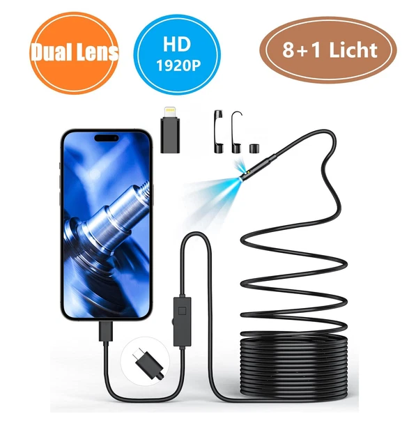 Fotocamera di ispezione USB endoscopio industriale 5M a doppio obiettivo con 9 LED NUOVO