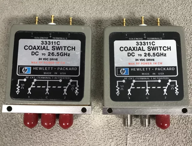 Lot of 2 HP Agilent 33311C 26.5 Ghz Coaxial Switch 24 Volt