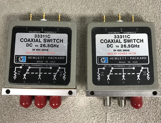 Lot of 2 HP Agilent 33311C 26.5 Ghz Coaxial Switch 24 Volt Lot of 2 HP Agilent 33311C 26.5 Ghz Coaxial Switch 24 Volt