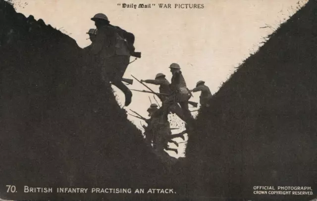 1916 Daily Mail War Pictures WWI British Infantry Practising an Attack POSTCARD