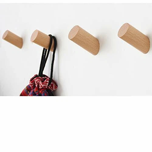 Wood Wall Hooks 4 Pack Coat Hooks Wall Mounted | Felidio Rustic Wooden Hooks ...