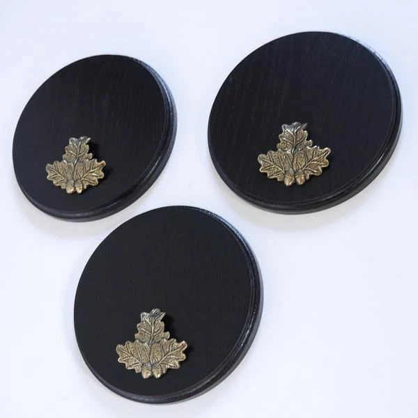 3 X Placa de Jabalí Tablero Keiler Gewaffbrett Oscuro AF17cm +3 Hoja de Roble 3