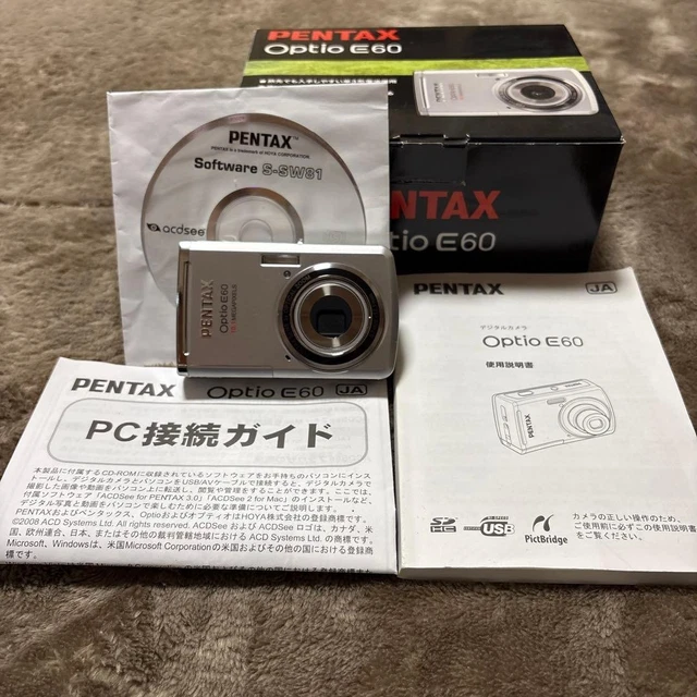 PENTAX OPTIO E60 Caja Original Simple Funcionamiento Heisei Retro