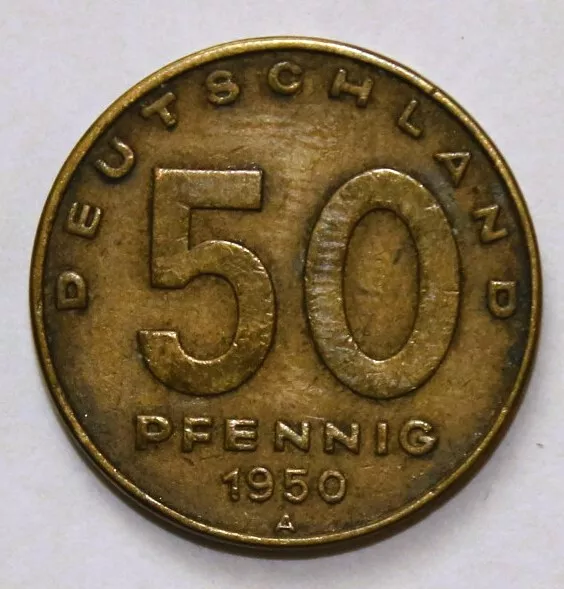 1 Münze 50 Pfennig Deutschland DDR Umlaufmünze 1950 A