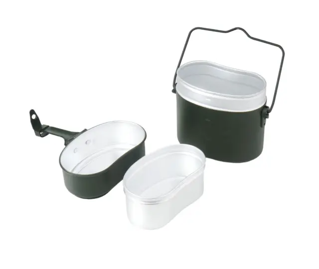 BW Germany Army Style mess kit Aluminium military bowler pot 3 pieces kit repro