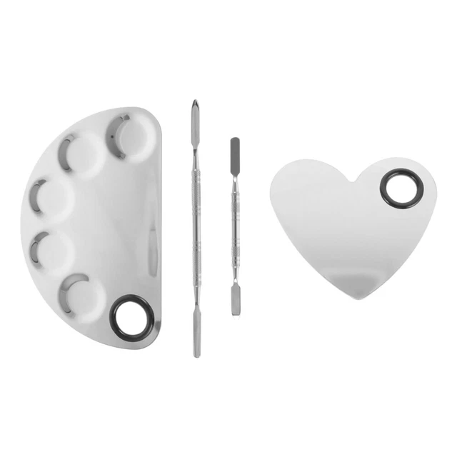 2 Pcs Stainless Steel Palette Makeup Tray Clear Nail Polish