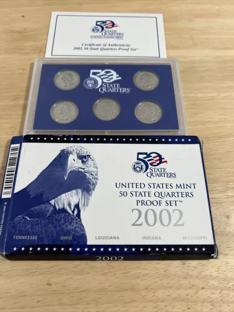 2002 Proof Set U.S. Mint Made STATE QUARTERS Proof Set in original BLUE box