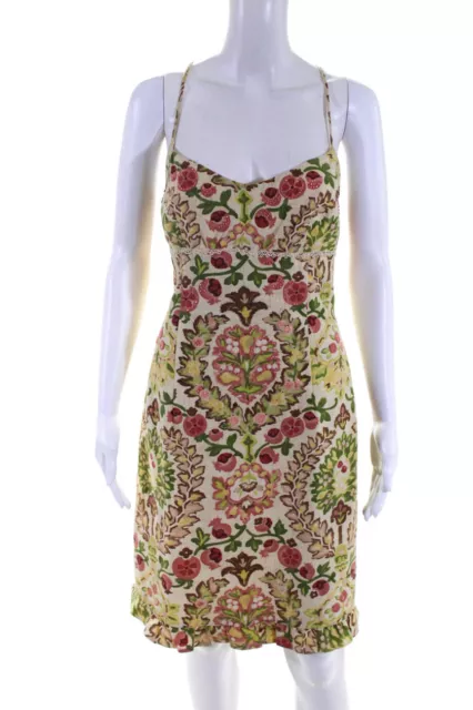 Maggy London Womens Cotton Floral Print Strappy Empire Waist Dress Yellow Size 6