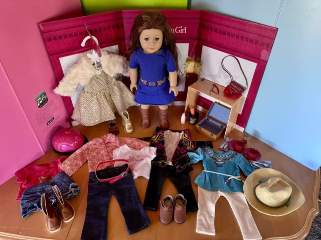 American Girl Doll Saige Lot With Clothes/Accessories.  Rare:  Ring Include