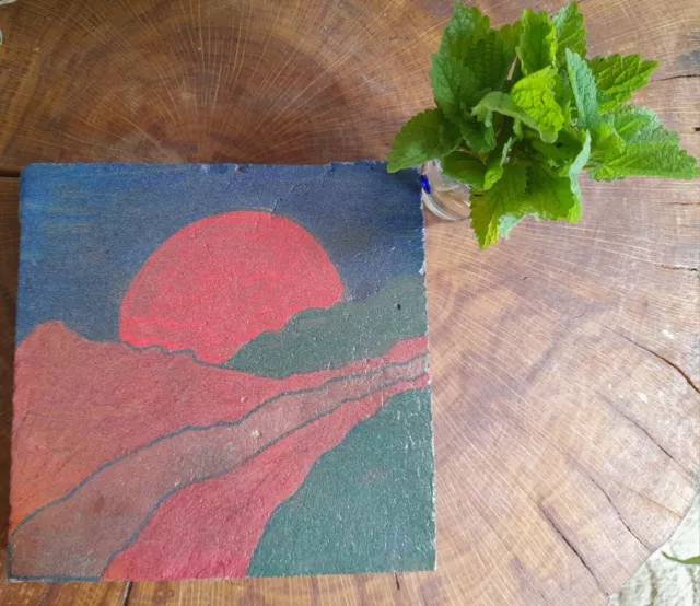 Reclaimed Terracotta  Quarry Floor Tiles -  Hand painted 15cmx15cm Unique Gift