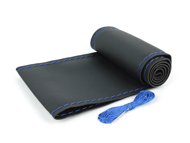 Housse De Volant Pour Toyota - 38x9 Cm - Noire Avec Coutures Rouges Et Bleues - Neuf