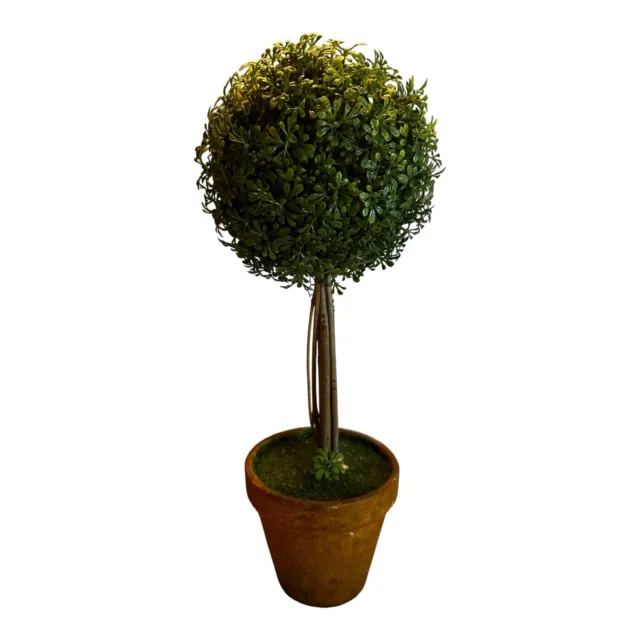 Small Ball Topiary Tree In Clay & Moss Colored Paper Mache Pot  5” x 14
