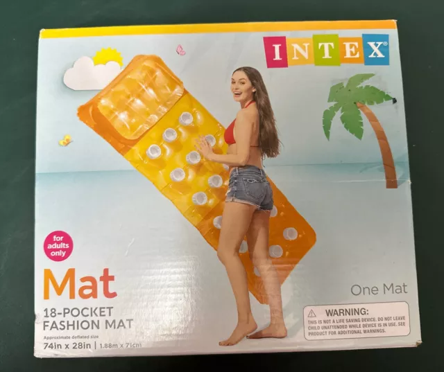 NEW INTEX Orange 18 Pocket Fashion Swim Pool Lounge Float 74”X28” Adult Float