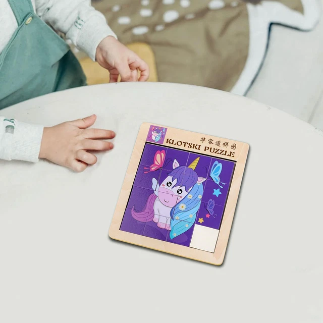 Number Slide Cartoon Puzzle Educational Toy Wood Puzzles Board for Baby Kids