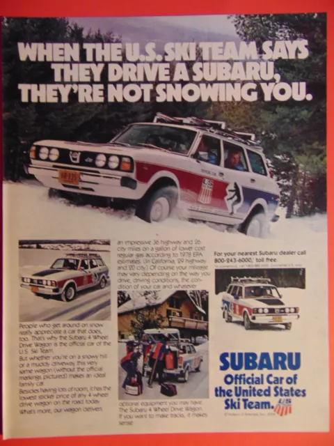 1978 SUBARU Official Car of the United States Ski Team photo art print ad