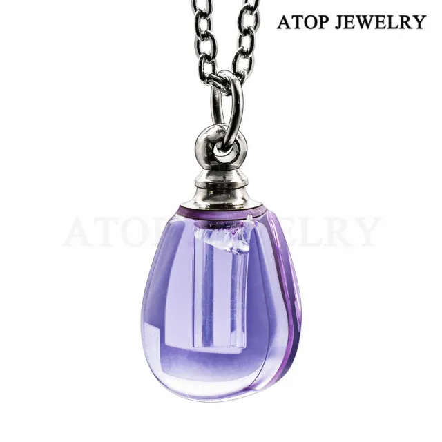 NEW Purple Glass Drop Cremation Memorial Urn Necklace For Ashes Keepsake Jewelry