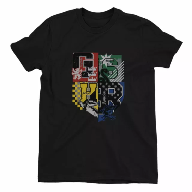 Harry Potter Hogwarts Varsity House Crest Children's Unisex Black T-Shirt