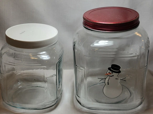 Vintage 1 Gallon Glass Hoosier Jars Ribbed Canister Metal Lids
