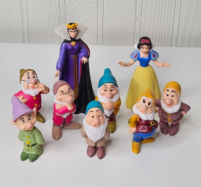 SNOW WHITE & the Seven Dwarfs Evil Queen 1993 Figure Set Disney Toy Lot