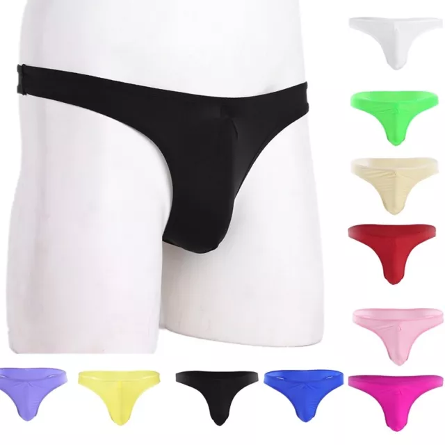 Men Bulge Pouch Briefs G-String Ruched Bikini Panties T-Back Thong Underpants