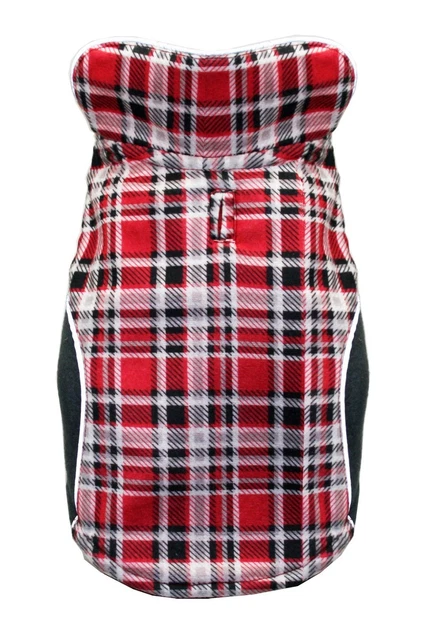 Hip Doggie Red Plaid Fleece Wrap Coat / Jacket - NWT - BDXS big dog extra small