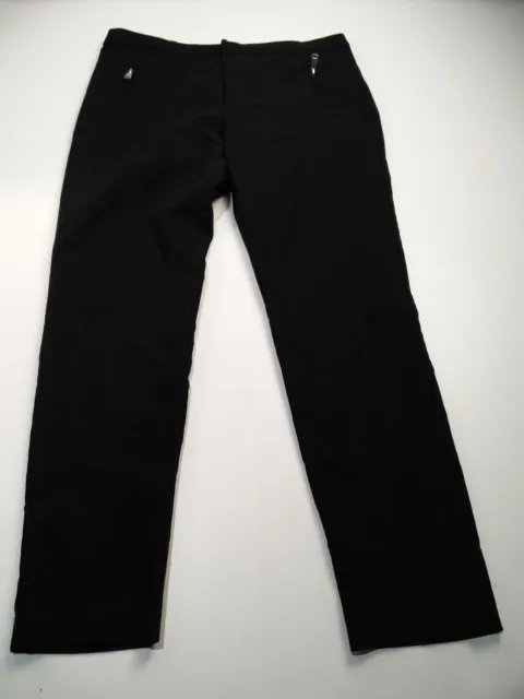 Womens Zara Basic Uk Size Large L Black Smart Work Skinny Trousers Zip Pockets