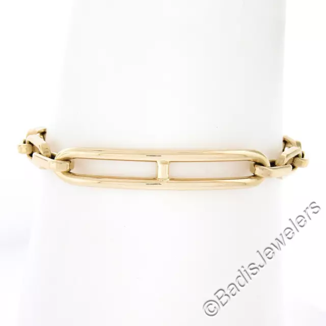 14k Oro Amarillo 6.75" 8.1mm Abierto Id Ovalado Cadena Enlace Apilable Pulsera