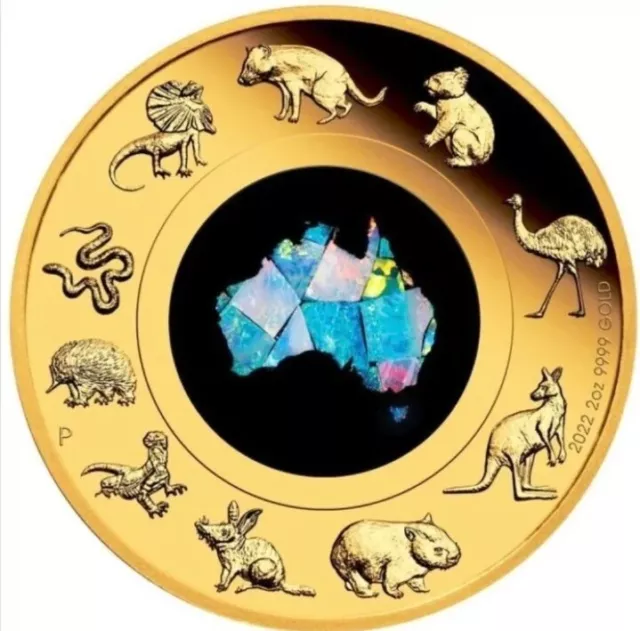 2oz Gold 999.9 Proof Opal Coin Great Southern Land 2022 (Perth Mint)