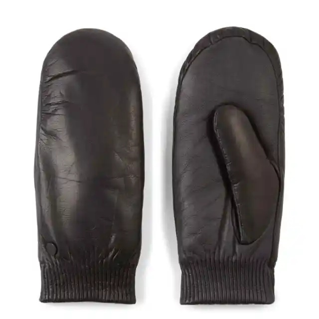 NWT Canada Goose Leather Rib Luxe Mitten Black Women's L/XL Black Label