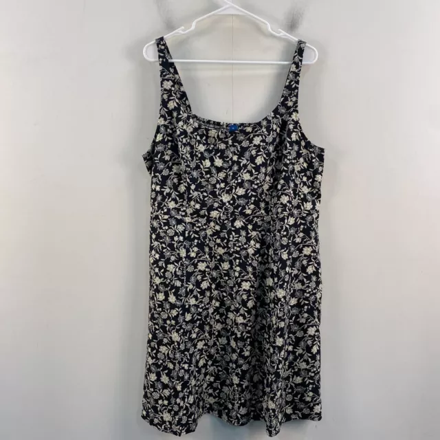 Old Navy Womens XL Dress Black White Floral Sleeveless Midi Knee Length Woven