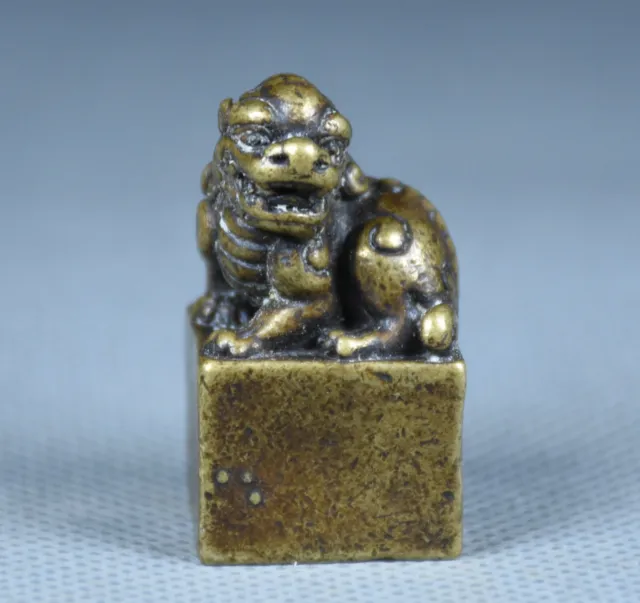3CM Rare China Copper Dynasty Palace Pixiu Lion Beast Seal Signet Stamp