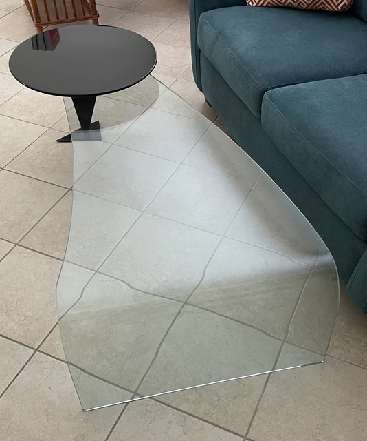 1970s-1980’s Post Modern Italian Waterfall Bent Glass Coffee Table-Custom