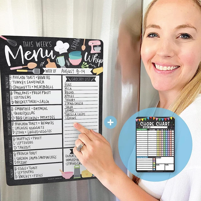 1 DOODLE Weekly Meal Planner Dry Erase Board for Refrigerator