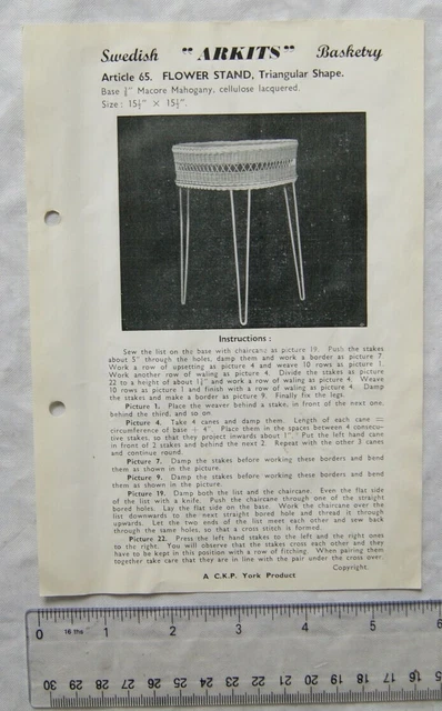 Vintage Broschüre: Schwedischer Arkitenkorb - dreieckiger Blumenständer, 65