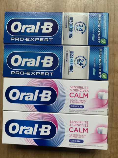 lot 4 dentifrices oral b 2 pro expert 2 soin gencives calm neufs 4x75 ml