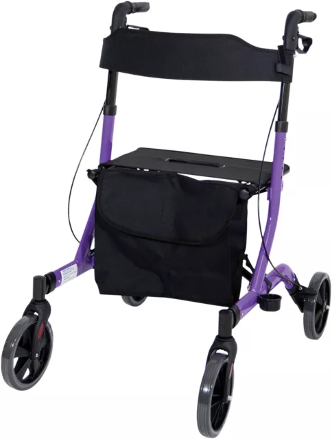 Deluxe 4 Wheel Lightweight Rollator Folding Walking Aid Frame  - 5 Colours