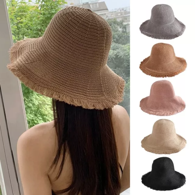 Breite Brim Strand hut UV-Schutz Panama hut Mode Strohhalm kappe  Sommer