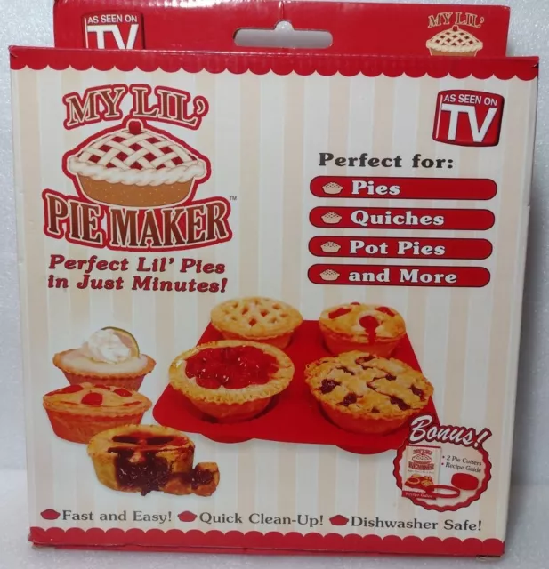As Seen On TV  Red Silicone My Lil Pie Maker Baking Set Recipe Guide  Included