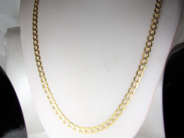 10k Yellow Gold .417 Thin Curb Cuban Link Style Chain 20" Fine Necklace