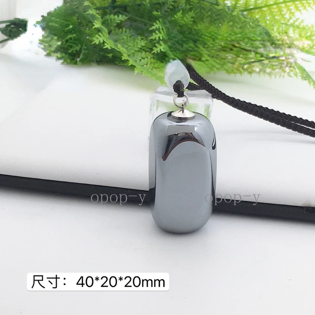 Natural Terahertz Wave Gemstone Irregular Carved Pendant Necklace Healing AAA
