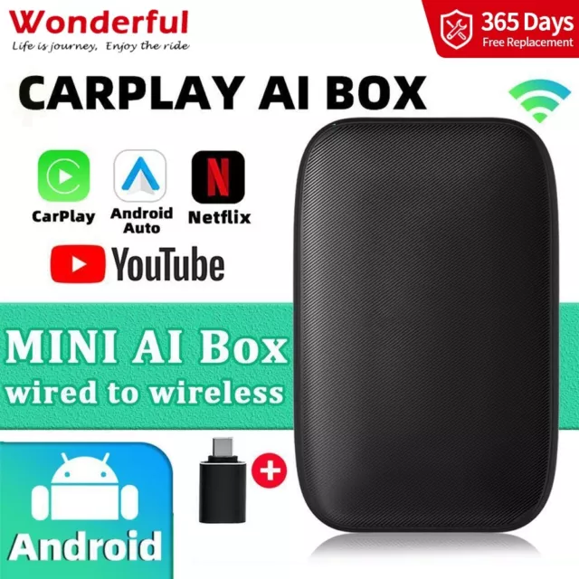 Wireless Carplay AI box Android Auto Adapter Converter Car Multimedia Video Gift