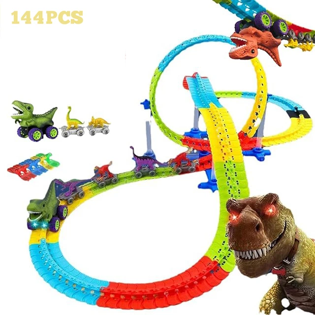 Bend Flexible Race Track Dinosaur Electric Rail Car Climbing Car Toy for Kids