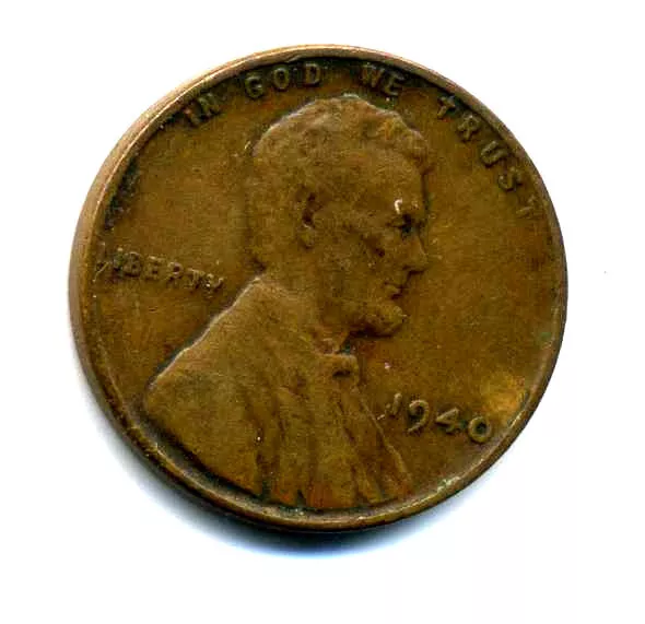 Lincoln Head Wheat Cent 1940 P Average Circulated United States Penny Coin #8110