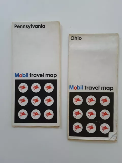 1971 & 1972 Mobil Oil road maps, Lot of 4, Ohio, Pennsylvania, Eastern U.S.